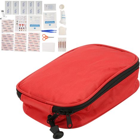 Trousse de Premiers Secours 16 Pièces pour Urgences en Extérieur - Sac de Sauvetage Rouge (1/5)