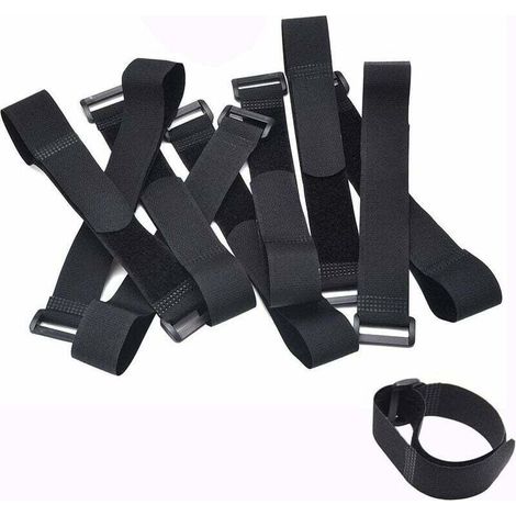 10er-Pack Kabelbinder, verstellbare Klettbänder mit Kunststoffschnalle (250 mm x 20 mm) (1/4)