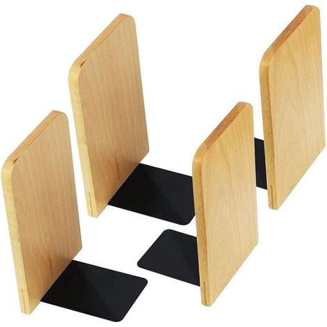 4er-Pack Buchstützen aus Holz, rutschfeste Eck-Buchstützen für Zuhause, Büro, Schule, Bibliothek, rutschfester Buchhalter (1/4)