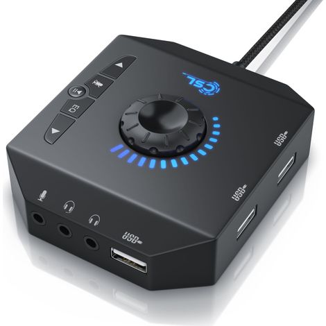 CSL externe USB Soundkarte mit Lautstärkeregelung Anschluss für Headset, Kopfhörer, Mikrofon