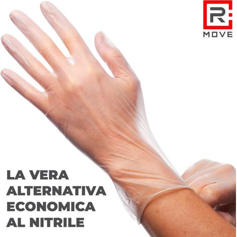 R Move Guanti in Vinile Monouso Senza Polvere Senza Lattice Taglia S - 100 Pezzi (1/4)