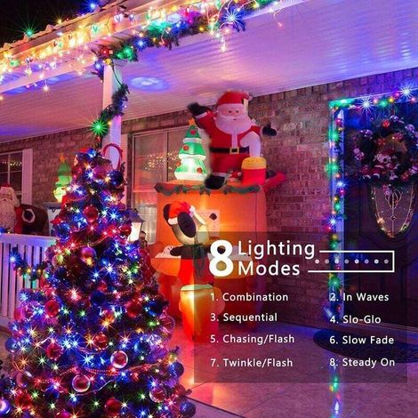 20 m lange LED-Lichterkette für den Außenbereich, 200 mehrfarbige LEDs mit Stecker für Weihnachten, Hochzeiten, Partys, Haus und Garten