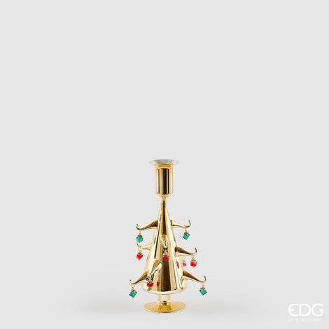 EDG Enzo De Gasperi Portacandela Pino con Gemme Gold H22 cm – Decorazione di Natale (1/2)