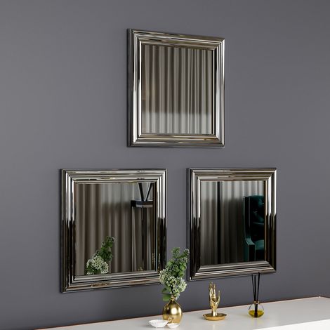 Espejo Ortona, modular, set de 3, forma rectangular, 40x40h cm, plata (1/4)