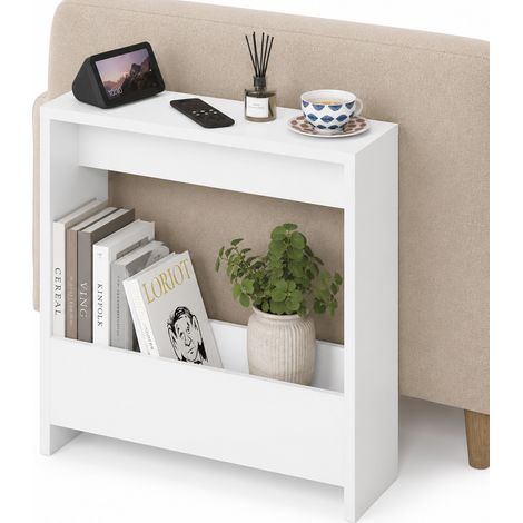 Tavolino Laterale Divano Bianco Tavolo Salvaspazio Multifunzione 55x20x60cm