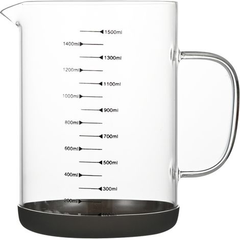 Messbecher aus hochdichtem Borosilikatglas mit Graduierung, Kindermilchbecher, mikrowellengeeigneter Messbecher, Backutensilien (1500 ml) (1/5)