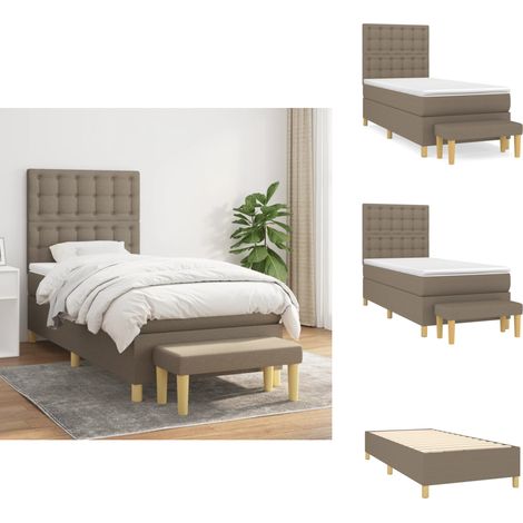 Boxspringbett mit Matratze Taupe 90x200 cm Stoff - Boxspringbett - Doppelbett - Bettenrahmen - Schlafraum - Tapete (1/5)
