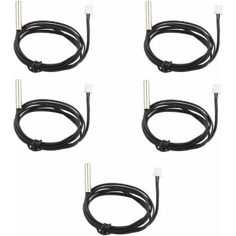 Lot de 5 sondes de capteur de température étanches NTC 10 K 1 % 3950 Thermistor, câble d'extension de 1 m, détecteur de température, jauge pour climatiseurs de voiture/réfrigérateurs