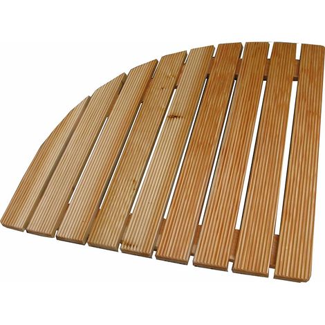 Pedana doccia lato 74 cm antiscivolo in legno per piatto doccia angolare 90 cm