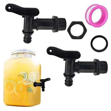 Rubinetto per serbatoio di acqua piovana da 3/4 di pollice, rubinetto in plastica per serbatoio d'acqua, raccoglitore d'acqua, rubinetto, confezione da 2 (1/5)