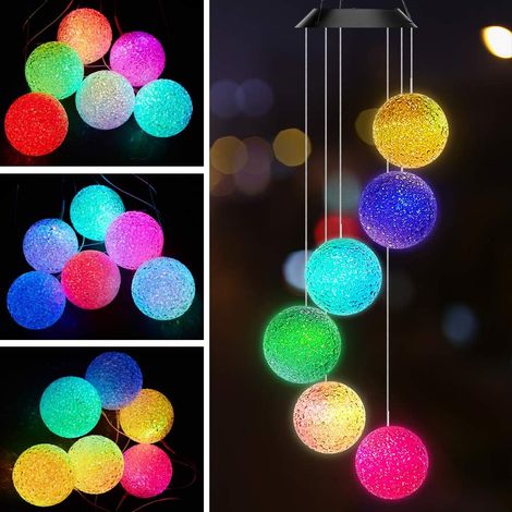 Carillon éolien solaire à boule de cristal à couleurs changeantes, portable et étanche, pour terrasse, jardin ou maison.-AquaForge