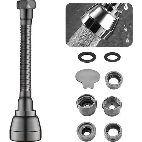 x 360°-Armaturenverlängerung, 17,5 cm flexibler Schlauch, 3-stufiger Luftsprudler, wassersparend, Küche/Bad (1/5)