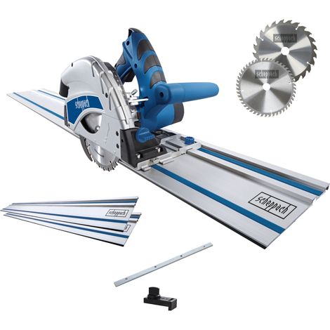 Scheppach Scie plongeante PL55 SE - 1200W - profondeur de coupe 55 mm - lame de scie 24 dents - 2 rails 700 mm + deuxième lame 48 dents (1/5)