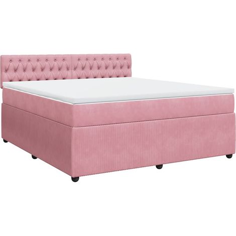 Maison Exclusive - Giroletto a Molle con Materasso Rosa 180x200 cm in Velluto