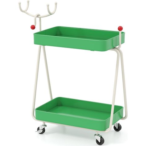 Carrello da cucina a 2 ripiani con renne - Verde, metallo, design festoso