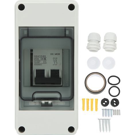 Système PV 2P, Mini disjoncteur DC avec boîte, interrupteur de déconnexion solaire étanche IP65, DC1000V 20A (1/5)