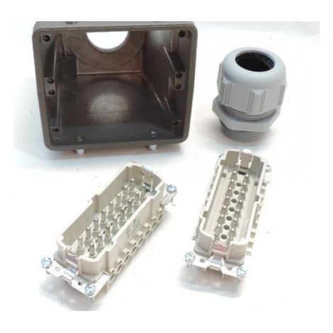Capot connecteur mulltipole 32P+T 16A 500V mâle métal sortie verticale haute sans verrouillage IP65 Hypra LEGRAND 052646