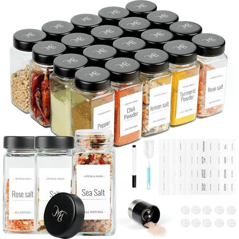 Gewürzgläser Eckig 20er 120ml Edelstahldeckel Etiketten 20er-eckig (1/5)