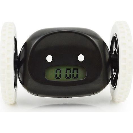 rveil Remonter Sur Roulettes (noir), Son Supplmentaire Des Gros Dormeurs (robot De Chambre Coucher Adulte Ou Enfant) Amusant, Roulant, Courant, (1/5)