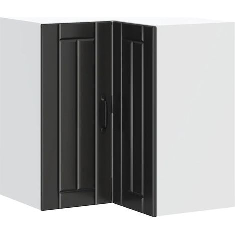 Mueble de cocina esquinero de pared de diseño contemporáneo 57 x 57 x 60 cm gran capacidad de almacenamiento madera de ingeniería negra 020050203 (1/5)