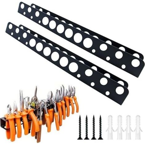 Ensemble de 2 supports muraux pour pinces, support mural de 40 cm, fixation murale avec vis et chevilles d'expansion, support pour tournevis, étagère murale pour pinces, idéal pour garage, atelier et (1/5)