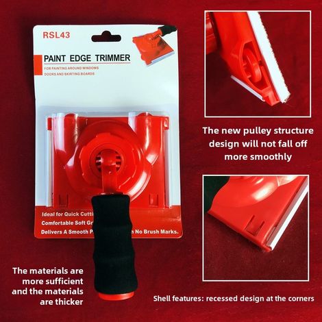 Brosse de relevage de bords rouge – édition avancée – suivi universel des bords, nylon, pour peinture murs et coins (1/5)