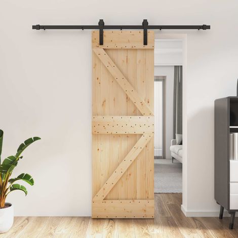 vidaXL Porta scorrevole Naturale e Nero 70 x 210 cm