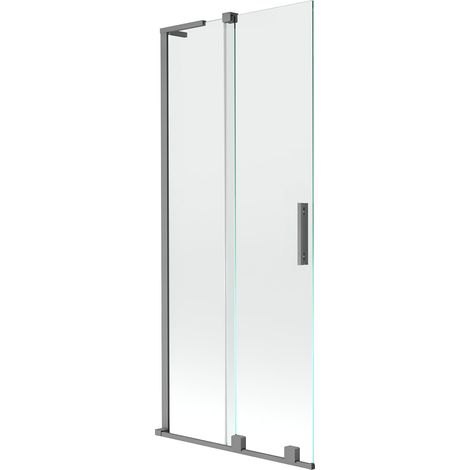Mexen Velar L mampara de ducha corredera de 2 hojas 85 x 150 cm, transparente, metal pistola - 896-085-003-01-95 (1/5)