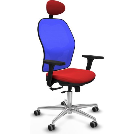 Sedia da ufficio piqueras y crespo Jorquera pelle sintetica rossa rete blu (1/2)
