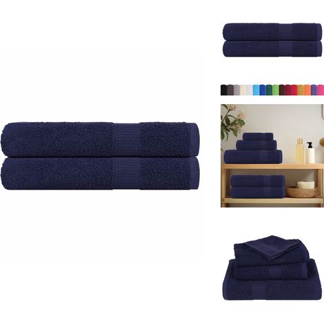 Serviettes de sauna 2 pcs bleu marine 80x200 cm 100% coton - Serviette De Sauna - Serviettes De Sauna - Serviette - Serviette Avec Boucle De Suspension (1/5)