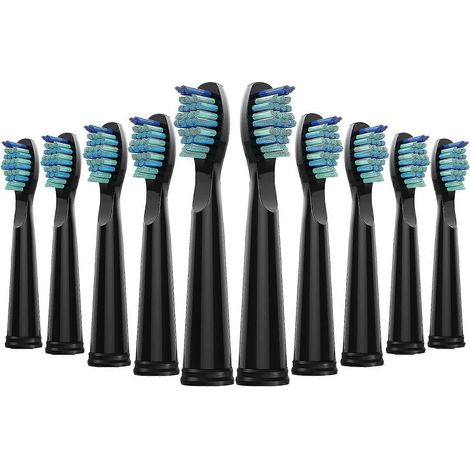 Lot de 10 têtes de brosse à dents compatibles Fairywill Fw-507/508 (noires)