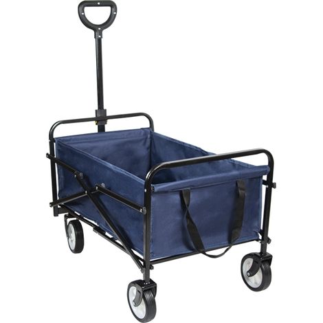 Carrello pieghevole con 4 ruote in tessuto blu - Misura 82x43x73 cm e portata da 60 Kg - Carrello da Campeggio, Giardino e spiaggia (1/5)