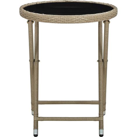 Maison Exclusive - Mesa de centro de ratán sintético y vidrio tem (1/5)