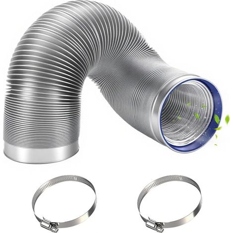 Tuyau Climatiseur Mobile, Tuyau de Ventilation 150 mm, 3 m Tuyau d'Evacuation en PVC Aluminium Gaine Ventilation avec 2 Colliers, Conduit d'Air Flexible pour Climatisation, Hotte (1/3)