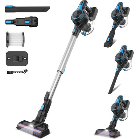 Aspirateur sans Fil, Aspirateur Balai sans Fil Puissant, 45Min Autonomie, Batterie Amovible Rechargeable, Capacité 1.2L, 6 en 1 Aspirateur sans Sac Léger pour Poils Animaux Sol Dur Tapis Voiture (1/5)