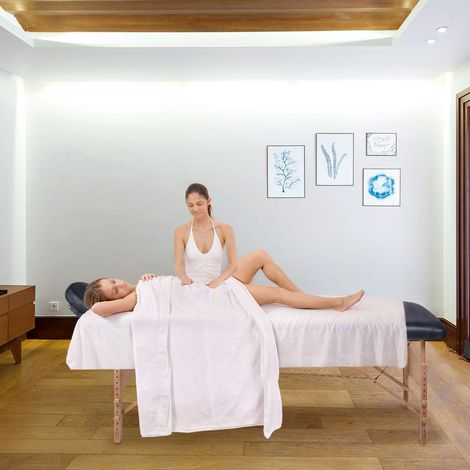 Frankystar – Table de massage professionnelle 3 zones – Cuir écologique – Cadre pliable en bois – Dossier réglable – Accoudoirs latéraux rembourrés — vue 3