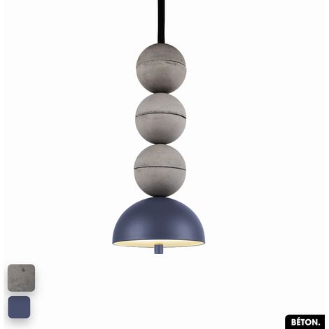 Lampe de suspension en béton - BOSFOR CONCRETE GRIS - INDIGO 3 BALLES LED 14W (1/2)