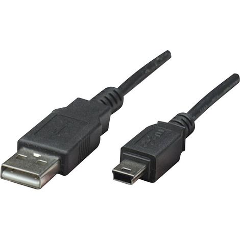 Manhattan USB-Kabel USB 2.0 USB-A Stecker, USB-Mini-B Stecker 1.80 m Schwarz vergoldete Steckkontak (1/5)