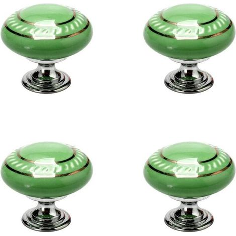 Lntyq 4pc Bouton de Meuble Bouton Porte Bouton Tiroir Placard Armoire Poignée de Meuble Céramique Vintage Cercle Or Vert