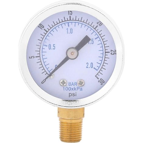 0-30 psi 0-2 bar Mini-Zifferblatt-Wasser-Öl-Kompressor-Manometer Hydraulikdruckmesser