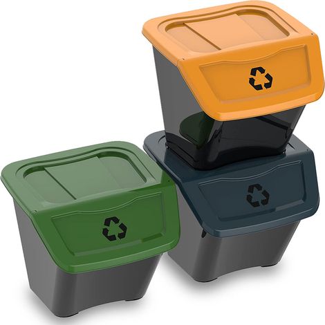 Dea Home Set 3 Pattumiere EcoBin 30L in Plastica – Raccolta Differenziata 39 x 39 Cm H 33 Cm (1/5)