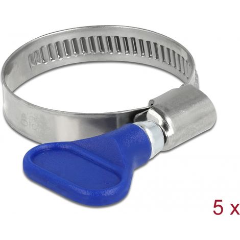 Delock Abrazadera de manguera de mariposa de acero inoxidable 400 SS 25 - 40 mm 5 piezas azul