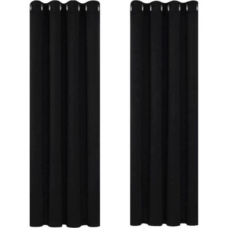 Rideaux Occultants Thermiques Noir 132x137 cm - Isolant Anti Froid (1/4)