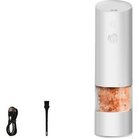 USB-wiederaufladbare Pfeffermühle, elektrische Pfeffermühle, Meersalzmühle für Grillabende, weiß (1/5)