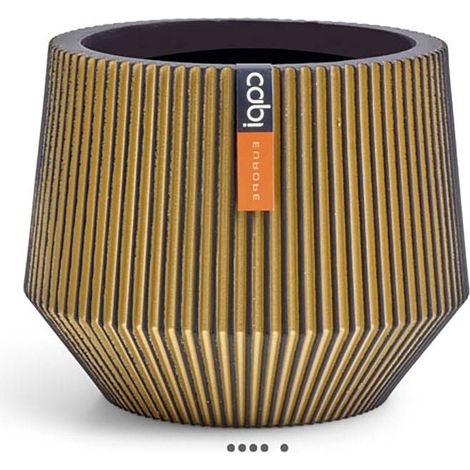 Superbe pot Groove doré forme géométrique en plastique H 13 x D 16 cm - dimhaut: H 13 cm - couleur: Doré