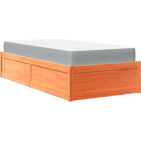 vidaXL Letto con Materasso Marrone Cera 100x200cm Legno Massello Pino (1/5)