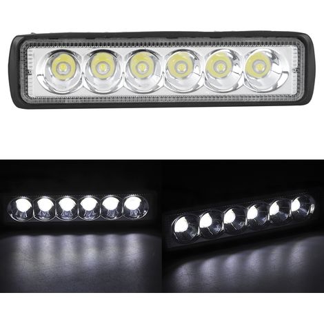 Éclairage LED 18W 6500K 1800LM Barre de Feu de Route Imperméable pour Voiture Moto Tout-Terrain, Lampe de Travail 6 LED (1/5)