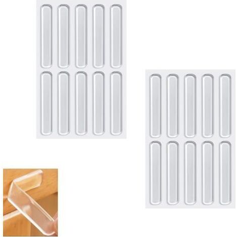 Bandelettes adhésives amortisseurs, 20 pièces de tampons amortisseurs transparents en silicone pour armoires, cuisine, salle de bain, bureau (1/4)