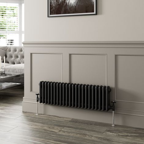 Traditional Black Colosseum Column Radiators Vertical Horizontal 300 x 1010mm Triple