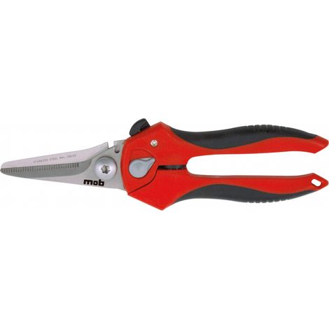 Mob Outillage – Ciseaux universels 210 mm 361200401 – Lame dentelée en acier inoxydable – Coupe nette pour plastique, acier, tôle, nylon, cuir